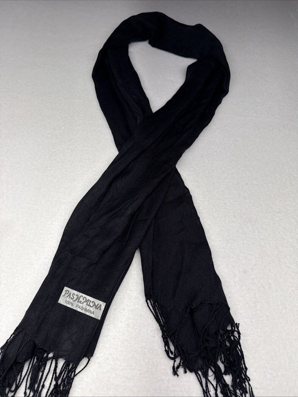 Pashmina Black Scarf Shawl Wrap Fringe 28x72 Soft Luxurious